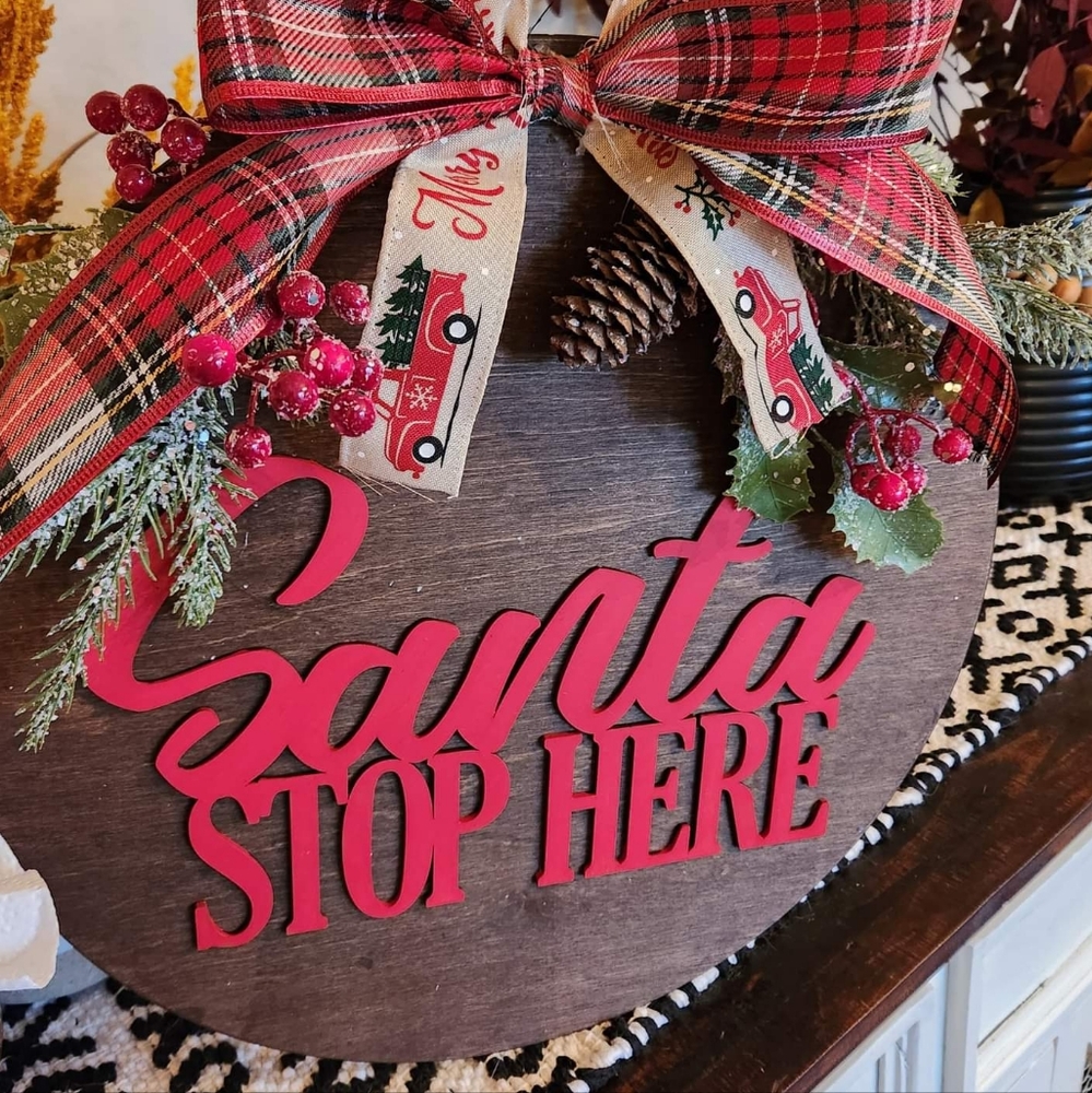 Christmas Wooden Door Hanger Decor